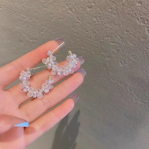 早春新款超仙亚克力耳环女925银针复古轻奢c形耳圈简约冷淡风耳饰