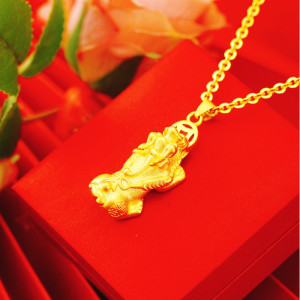 Gold Shop Same Style 1:1 Solid Sandblasting Mighty Pixiu Pendant for Men and Women, Cross border Sand Gold Fashion Accessories in Europe and America