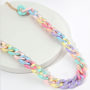 A colorful handmade chain buckle collar, retro British style women's collarbone chain