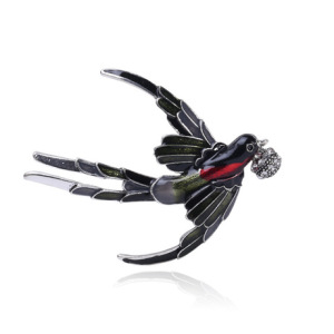 Cross border popular European and American style alloy drip oil swallow animal brooch versatile temperament clothing accessories manufacturer direct sales